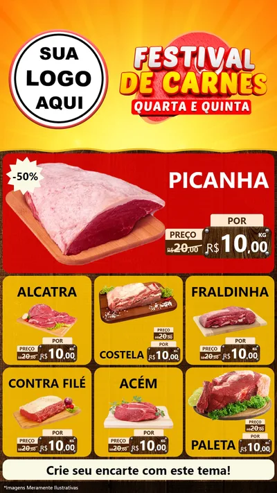 Modelo de Rede Social para Stories com o tema Festival de Carnes - Quarta e Quinta para Açougue