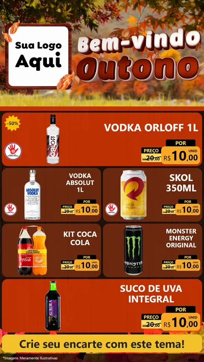 Modelo de TV para TV Vertical com o tema Bem-vindo Outono para Distribuidora de bebidas