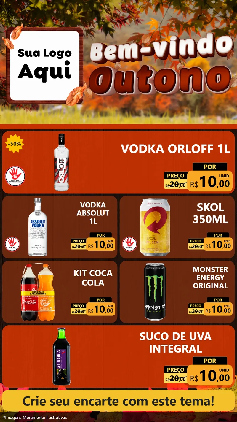 Modelo de TV para TV Vertical com o tema Bem-vindo Outono para Distribuidora de bebidas