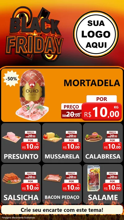 Modelo de Rede Social para Stories com o tema Black Friday para Frios e Laticínios