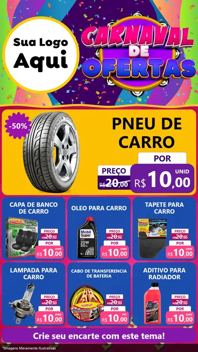 Modelo de Rede Social para Stories com o tema Carnaval de Ofertas para Auto peças