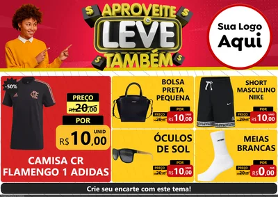 Modelo de Encarte para Encarte A4 Horizontal com o tema Aproveite e Leve Também para Roupas e acessórios