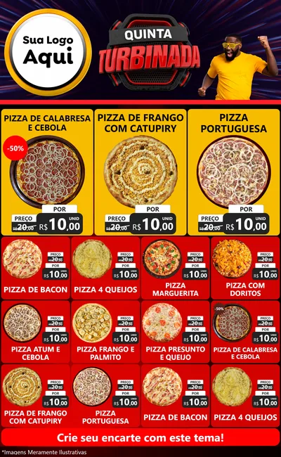 Modelo de Encarte para Encarte Grande com o tema Quinta Turbinada para Pizzaria