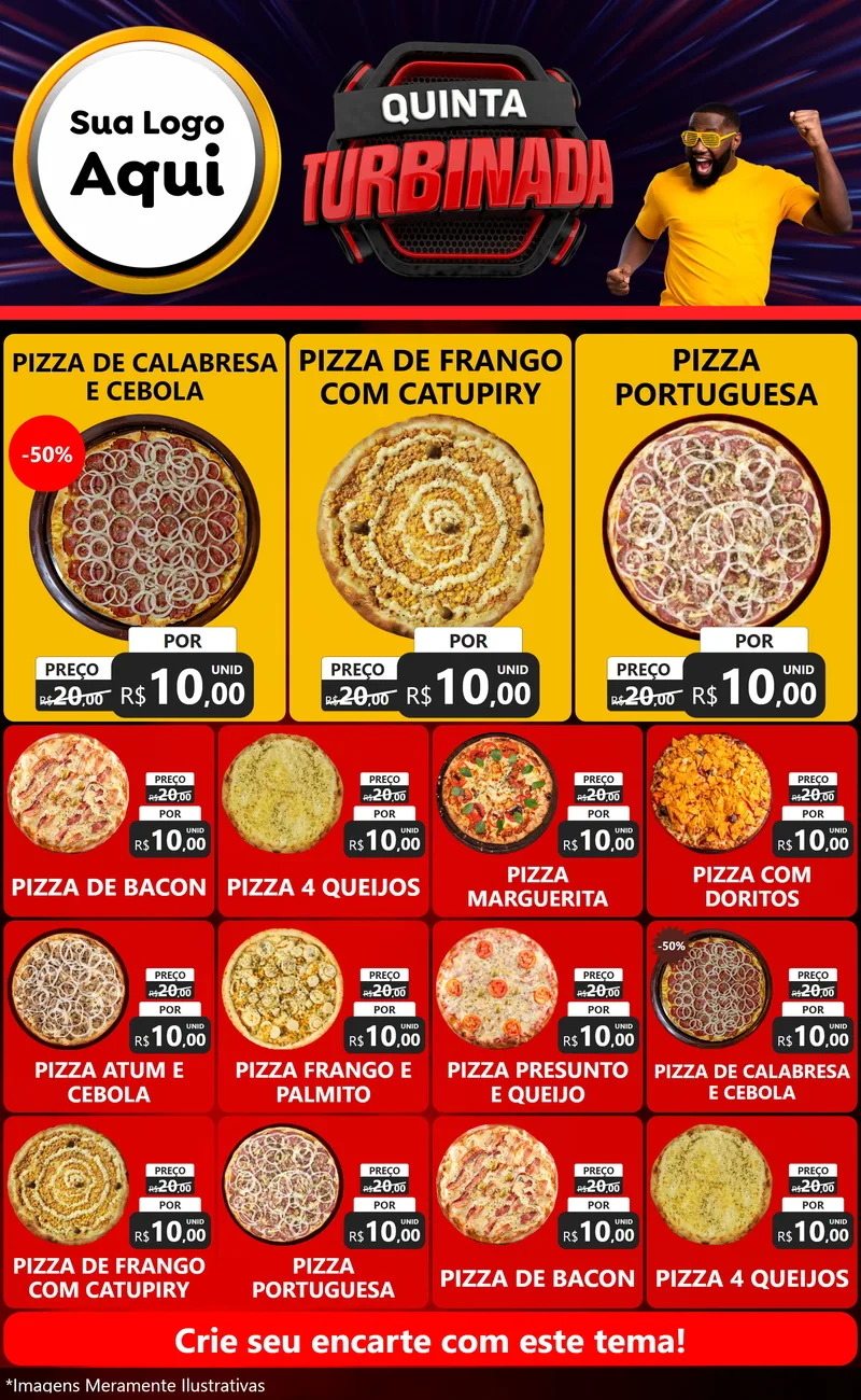 Modelo de Encarte para Encarte Grande com o tema Quinta Turbinada para Pizzaria