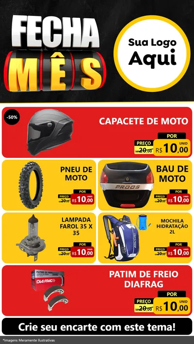 Modelo de TV para TV Vertical com o tema Fecha Mês para Moto peças