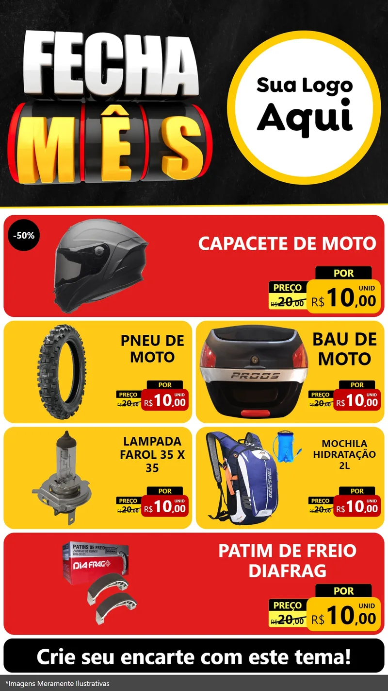 Modelo de TV para TV Vertical com o tema Fecha Mês para Moto peças