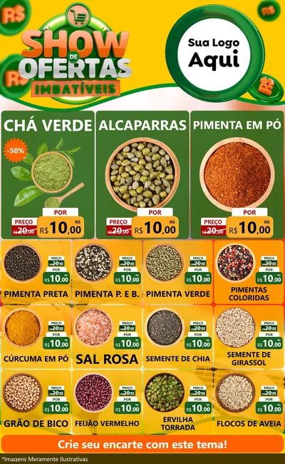 Modelo de Encarte para Encarte Grande com o tema Show de Ofertas Imbatíveis para Produtos Naturais