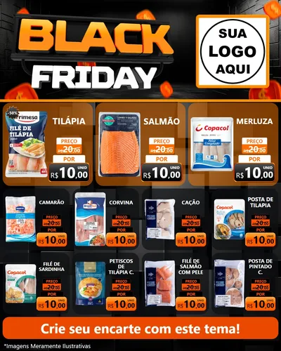 Modelo de Rede Social para Feed Instagram com o tema Black Friday para Peixaria