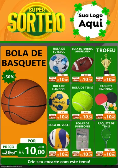 Modelo de Encarte para Encarte A4 Vertical com o tema Super Sorteio para Artigos Esportivos