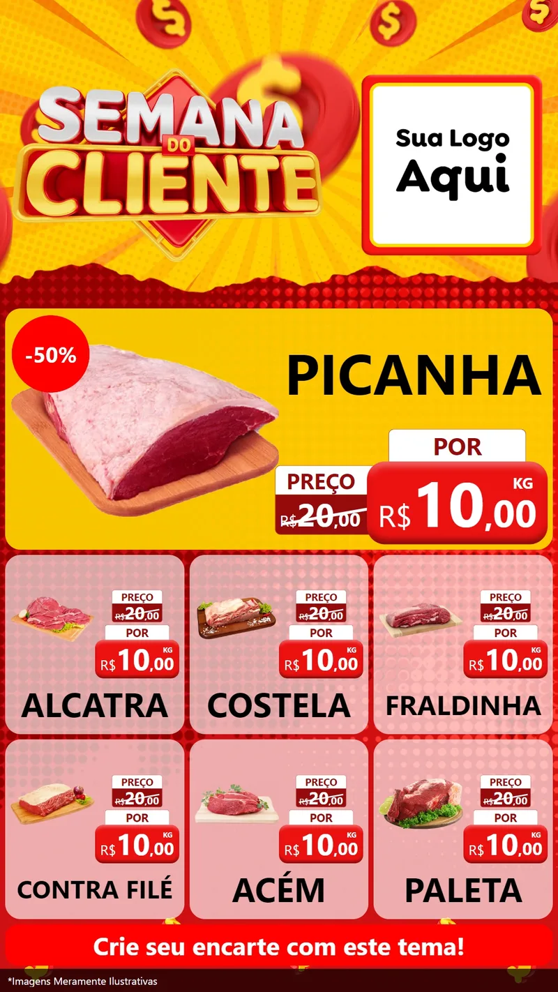 Modelo de Rede Social para Stories com o tema Semana do Cliente para Açougue