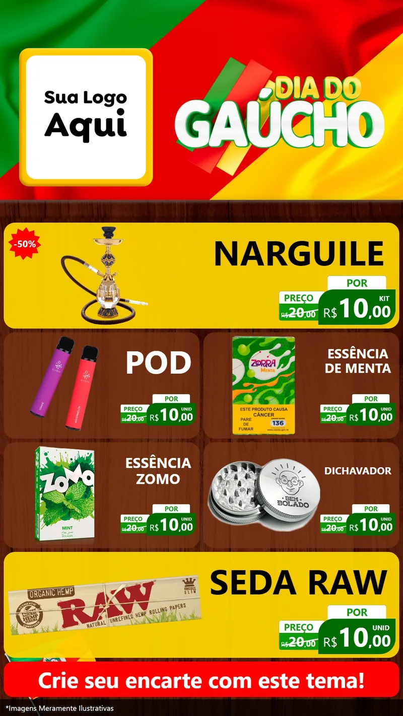 Modelo de TV para TV Vertical com o tema Dia do Gaúcho para Tabacaria