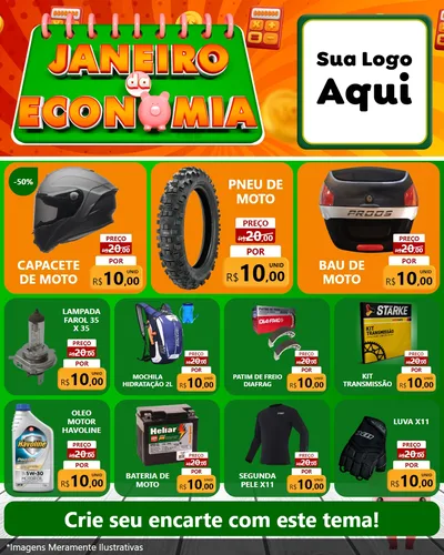 Modelo de Rede Social para Feed Instagram com o tema Janeiro da Economia para Moto peças