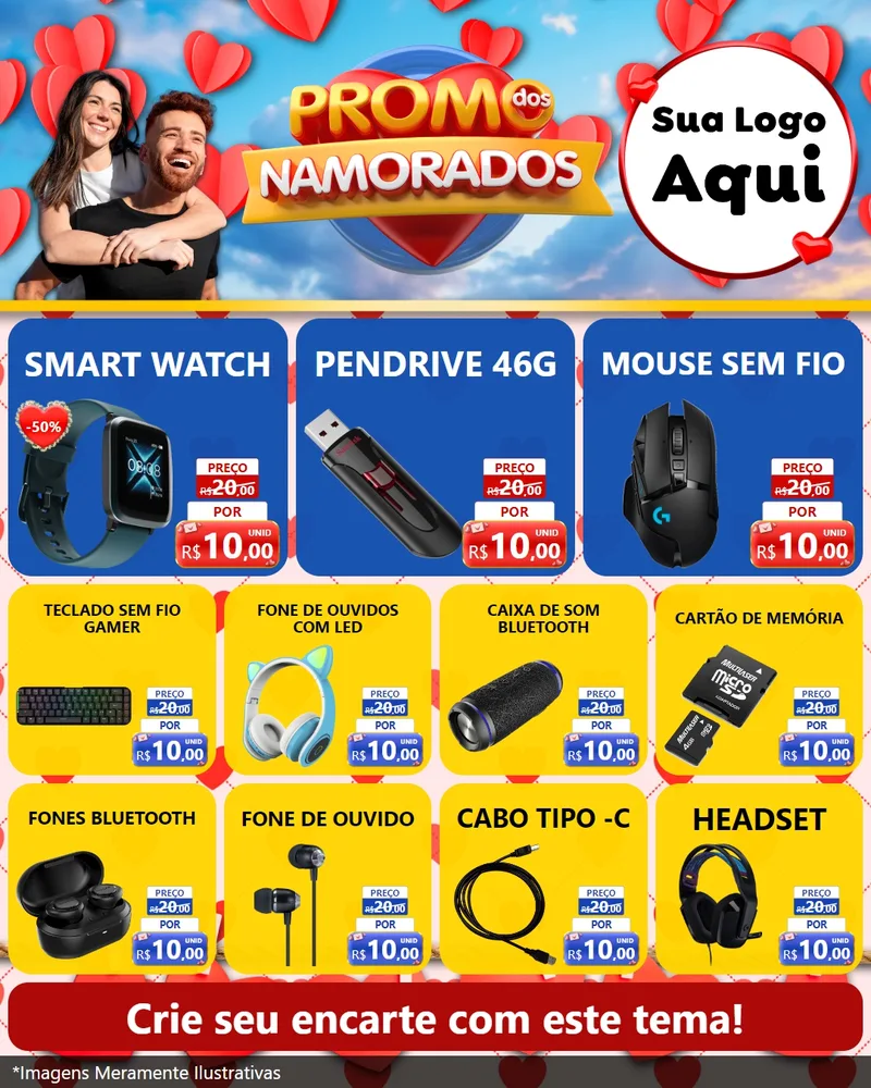 Modelo de Rede Social para Feed Instagram com o tema Promo dos Namorados para Informática