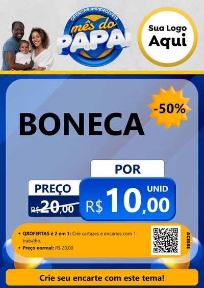 Modelo de Cartaz para Cartaz A4 Vertical com o tema Ofertas Imperdíveis Mês Do Papai para Brinquedos