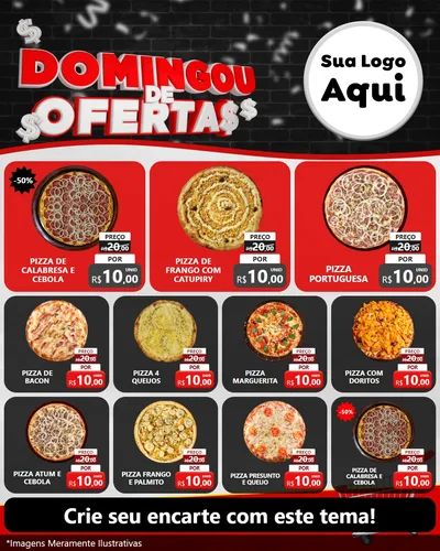 Modelo de Rede Social para Feed Instagram com o tema Domingou de Ofertas para Pizzaria