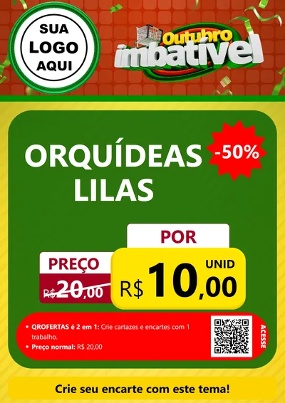 Modelo de Cartaz para Cartaz A4 Vertical com o tema Outubro Imbatível para Floricultura e jardim