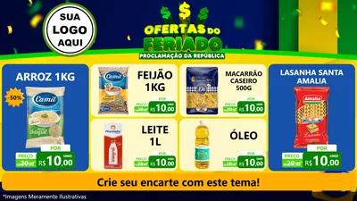 Modelo de TV para TV Horizontal com o tema Ofertas do Feriado - Proclamação da República para Supermercado