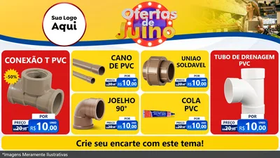 Modelo de TV para TV Horizontal com o tema Ofertas de Julho para Tubos e conexões