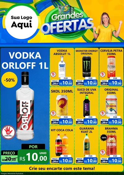 Modelo de Encarte para Encarte A4 Vertical com o tema Grandes Ofertas para Distribuidora de bebidas