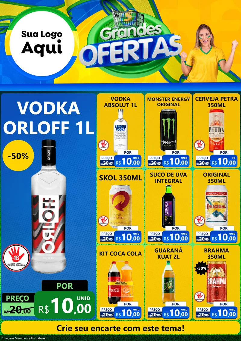 Modelo de Encarte para Encarte A4 Vertical com o tema Grandes Ofertas para Distribuidora de bebidas