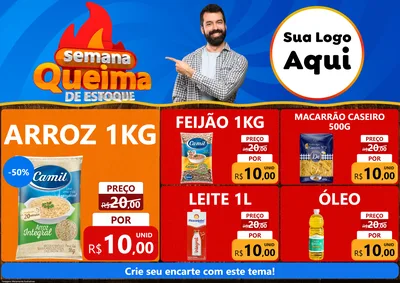 Modelo de Encarte para Encarte A4 Horizontal com o tema Semana Queima de Estoque para Supermercado