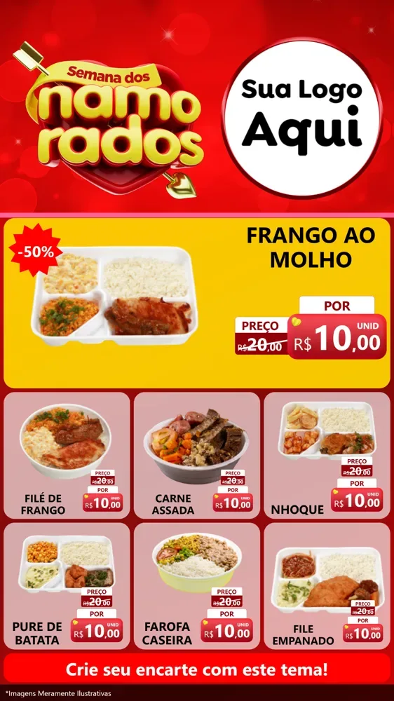 Modelo de Rede Social para Stories com o tema Semana dos namorados para Restaurante