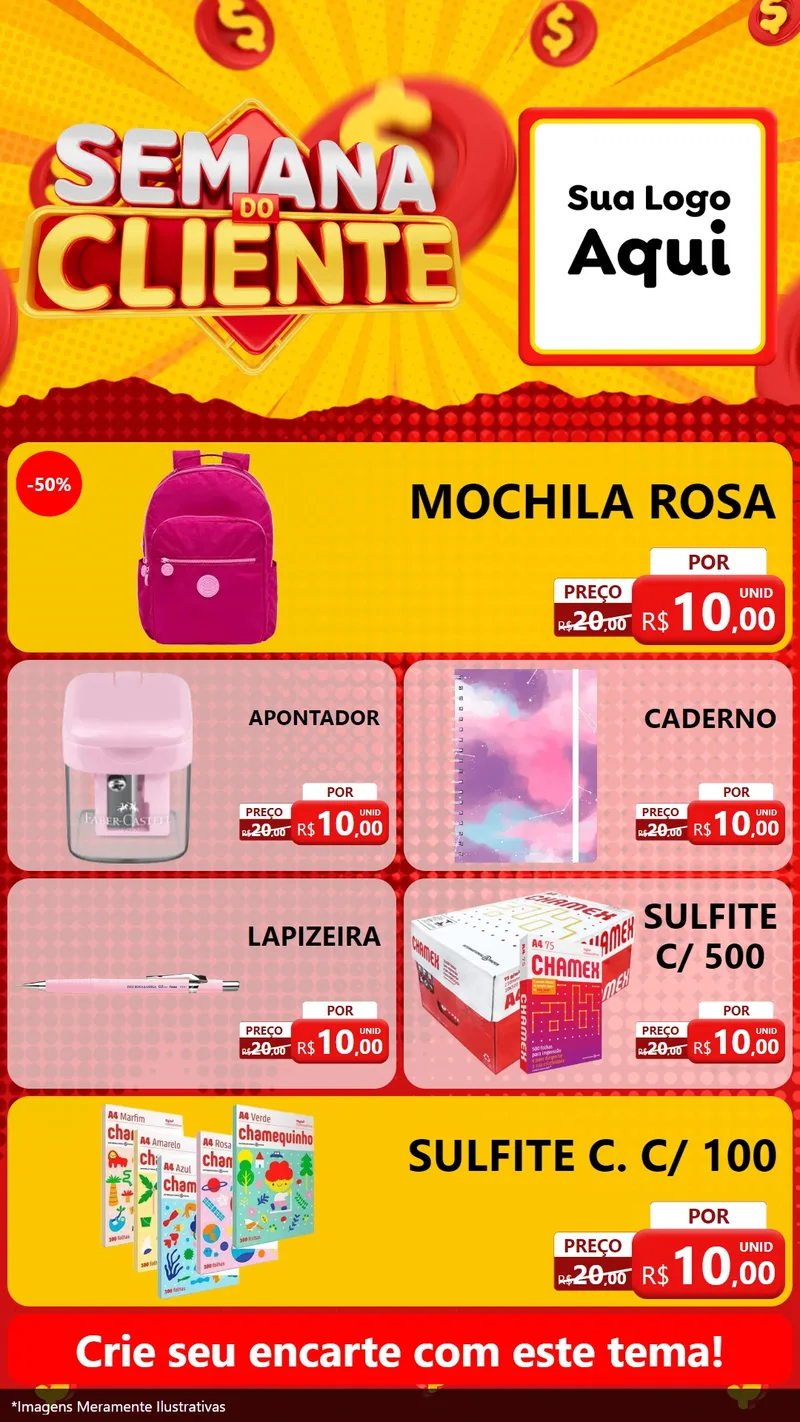 Modelo de TV para TV Vertical com o tema Semana do Cliente para Papelaria
