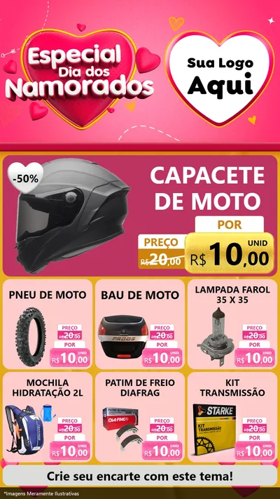Modelo de Rede Social para Stories com o tema Especial Dia dos Namorados para Moto peças
