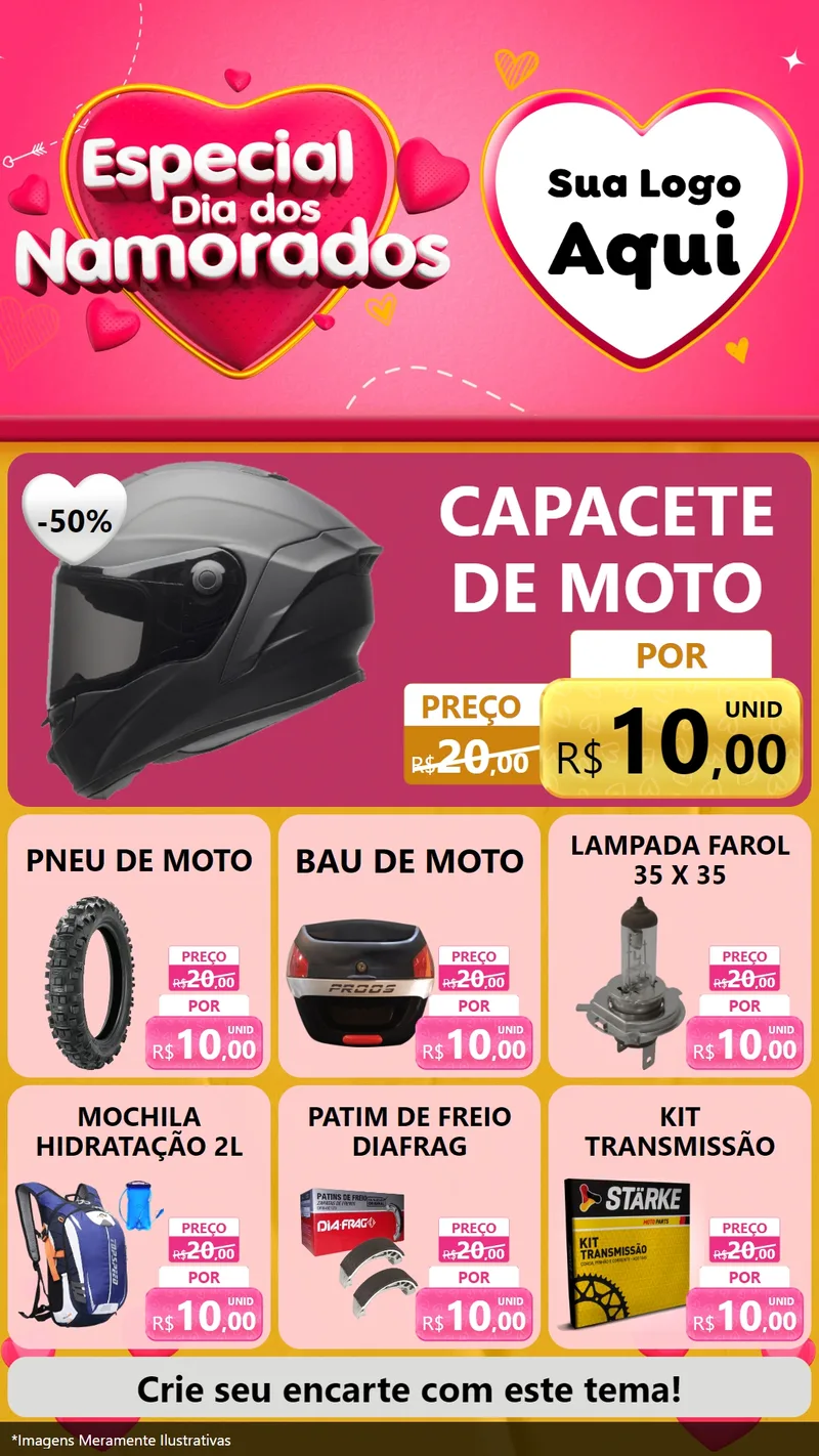 Modelo de Rede Social para Stories com o tema Especial Dia dos Namorados para Moto peças