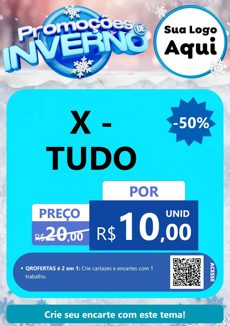 Modelo de Cartaz para Cartaz A4 Vertical com o tema Promoções de Inverno para Hamburgueria