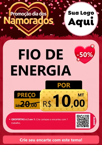 Modelo de Cartaz para Cartaz A4 Vertical com o tema Promoção Dia Dos Namorados para Materiais Elétricos