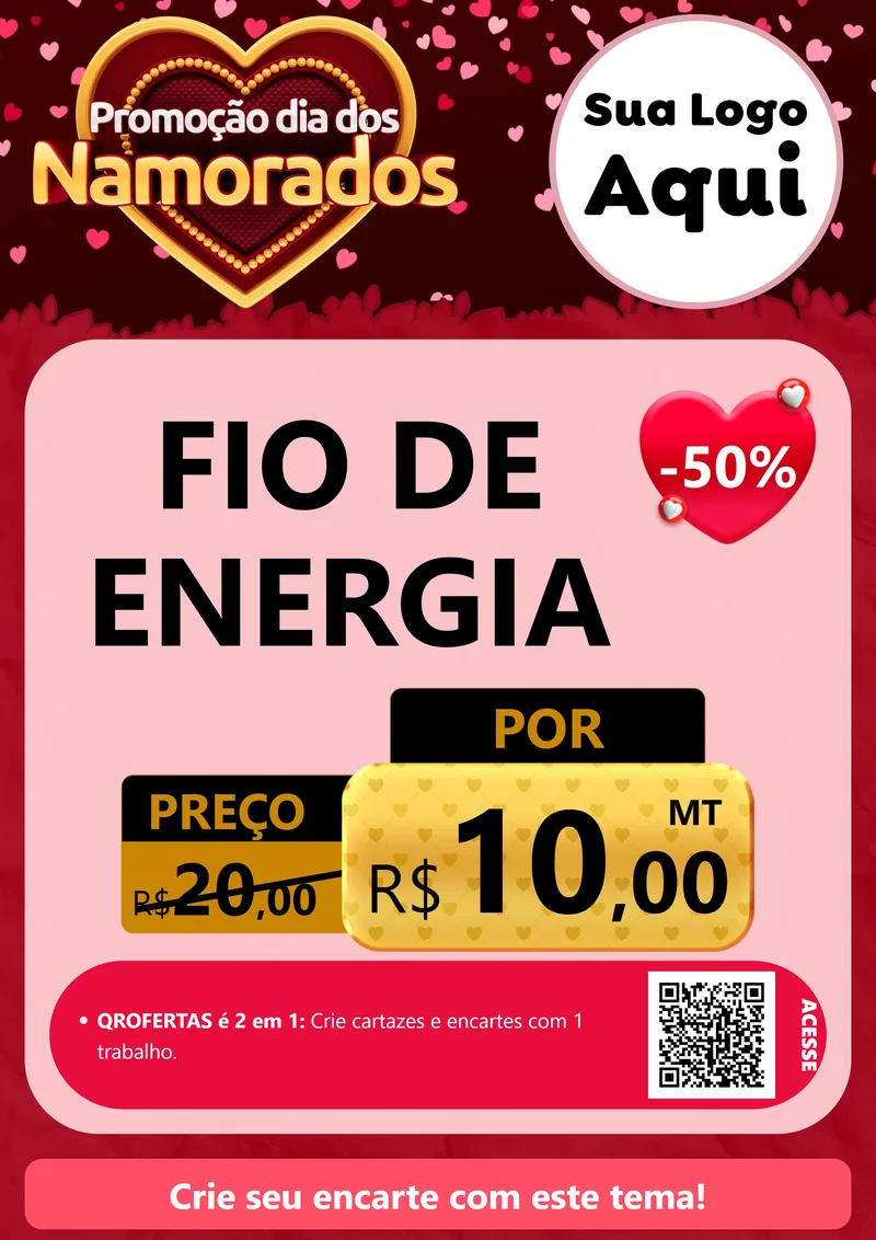 Modelo de Cartaz para Cartaz A4 Vertical com o tema Promoção Dia Dos Namorados para Materiais Elétricos