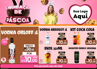 Modelo de Encarte para Encarte A4 Horizontal com o tema Liquidação de Páscoa para Distribuidora de bebidas