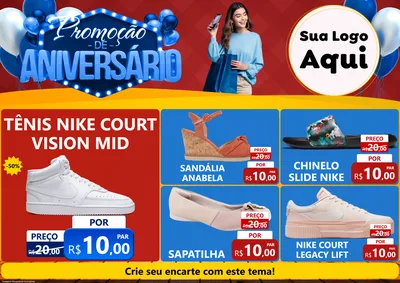 Modelo de Encarte para Encarte A4 Horizontal com o tema Promoção de Aniversário para Calçados