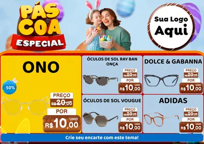 Modelo de Encarte para Encarte A4 Horizontal com o tema Páscoa Especial para Óticas