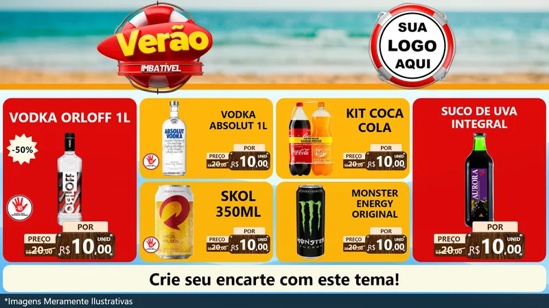 Modelo de TV para TV Horizontal com o tema Verão Imbatível para Distribuidora de bebidas