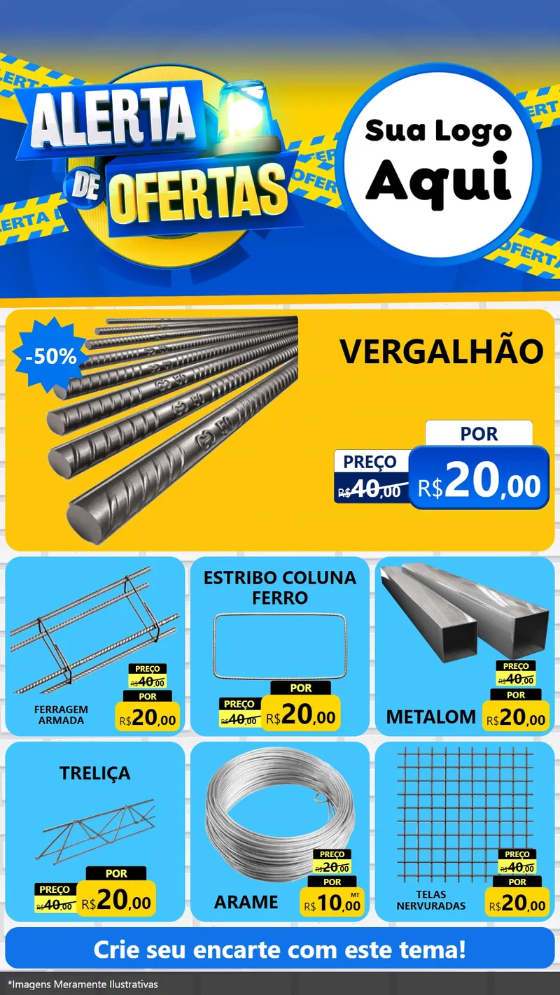 Modelo de Rede Social para Stories com o tema Alerta de Ofertas para Ferragens