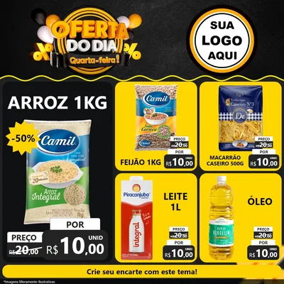Modelo de Rede Social para Feed Facebook com o tema Oferta do Dia - Quarta Feira! para Supermercado