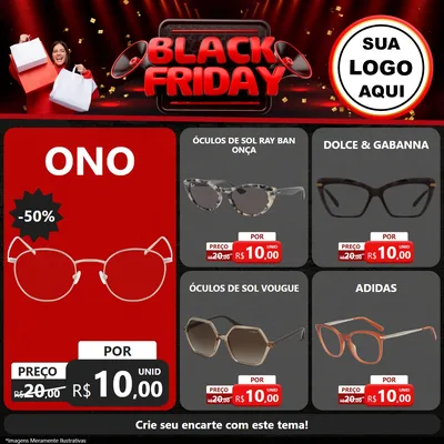 Modelo de Rede Social para Feed Facebook com o tema Black Friday para Óticas