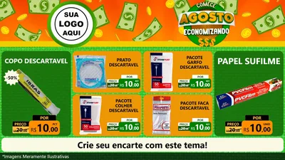 Modelo de TV para TV Horizontal com o tema Comece Agosto Economizando para Embalagens