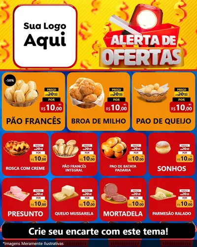 Modelo de Rede Social para Feed Instagram com o tema Alerta de Ofertas para Padaria