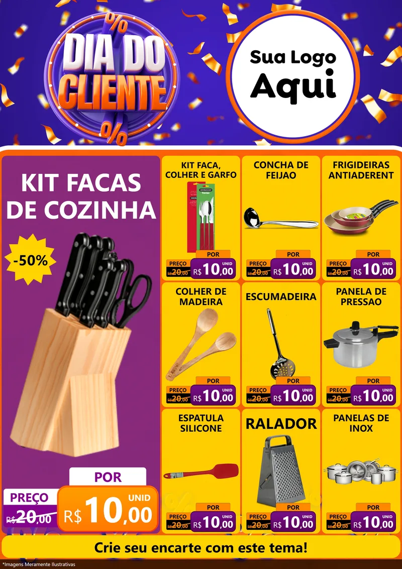 Modelo de Encarte para Encarte A4 Vertical com o tema Dia do Cliente para Utilidades Domésticas