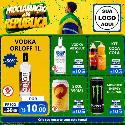 Modelo de Rede Social para Feed Facebook com o tema Proclamação da República para Distribuidora de bebidas