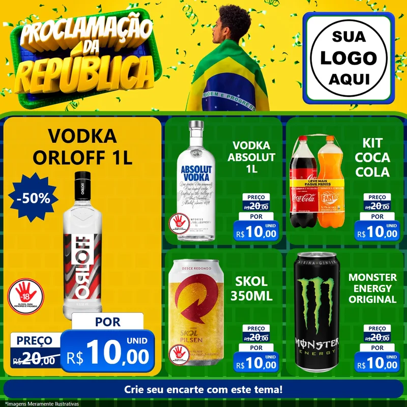 Modelo de Rede Social para Feed Facebook com o tema Proclamação da República para Distribuidora de bebidas