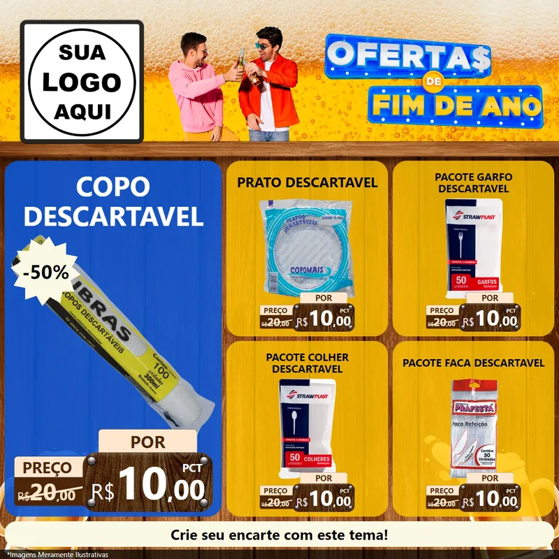Modelo de Rede Social para Feed Facebook com o tema Ofertas de Fim de Ano para Embalagens