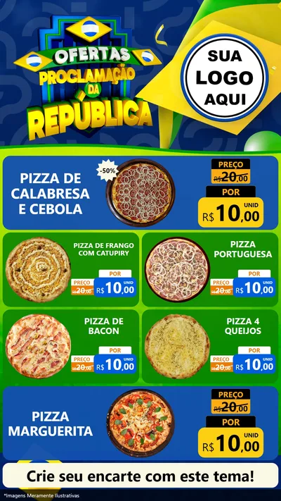 Modelo de TV para TV Vertical com o tema Ofertas Proclamação da República para Pizzaria