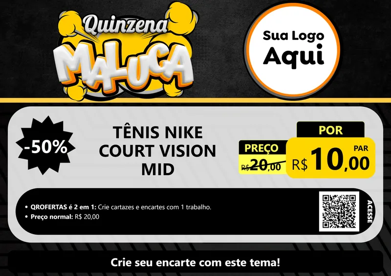 Modelo de Cartaz para Cartaz A4 Horizontal com o tema Quinzena Maluca para Calçados