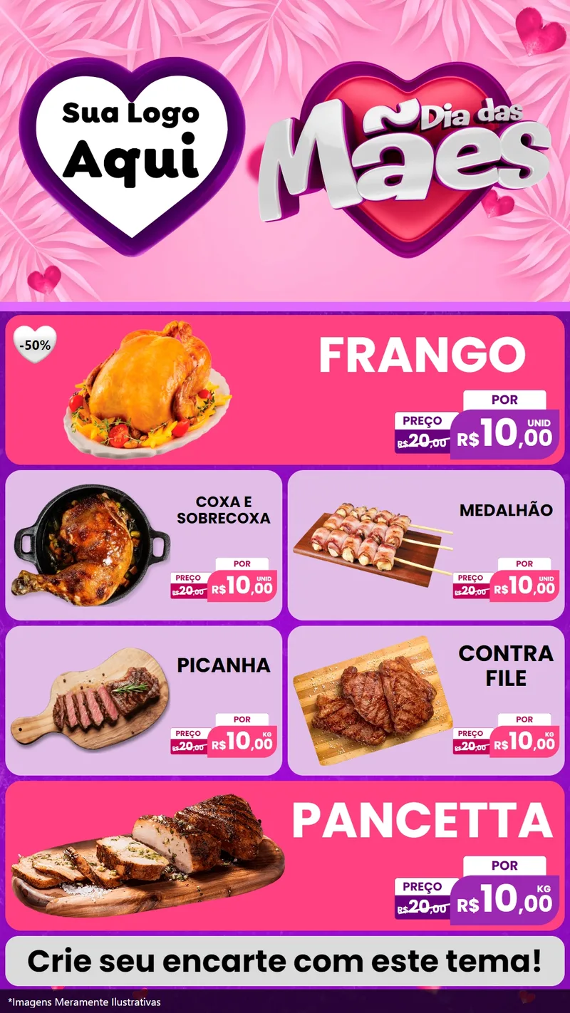 Modelo de TV para TV Vertical com o tema Dia das Mães para Assados