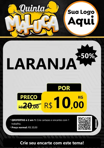Modelo de Cartaz para Cartaz A4 Vertical com o tema Quinta Maluca para Hortifrúti