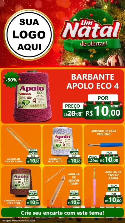 Modelo de Rede Social para Stories com o tema Um Natal de Ofertas para Armarinho e Aviamentos